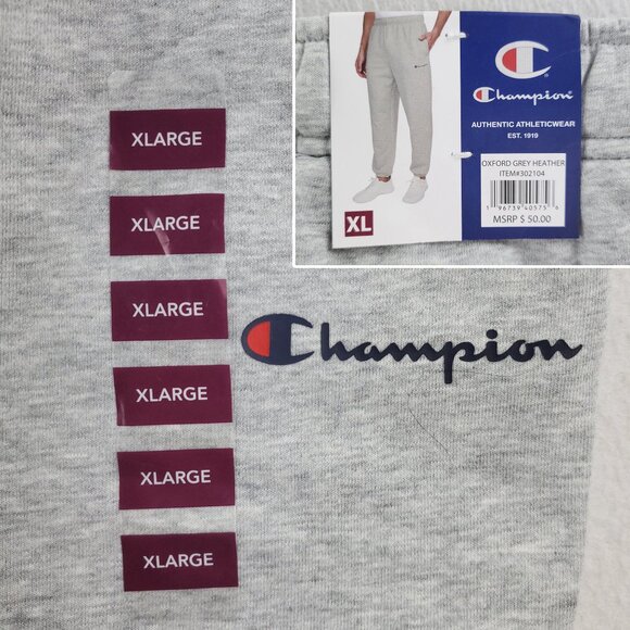Champion Jogger Sweatpants Fleece Oxford Heather Gray Sportswear Men's XL NWT - Picture 3 of 9